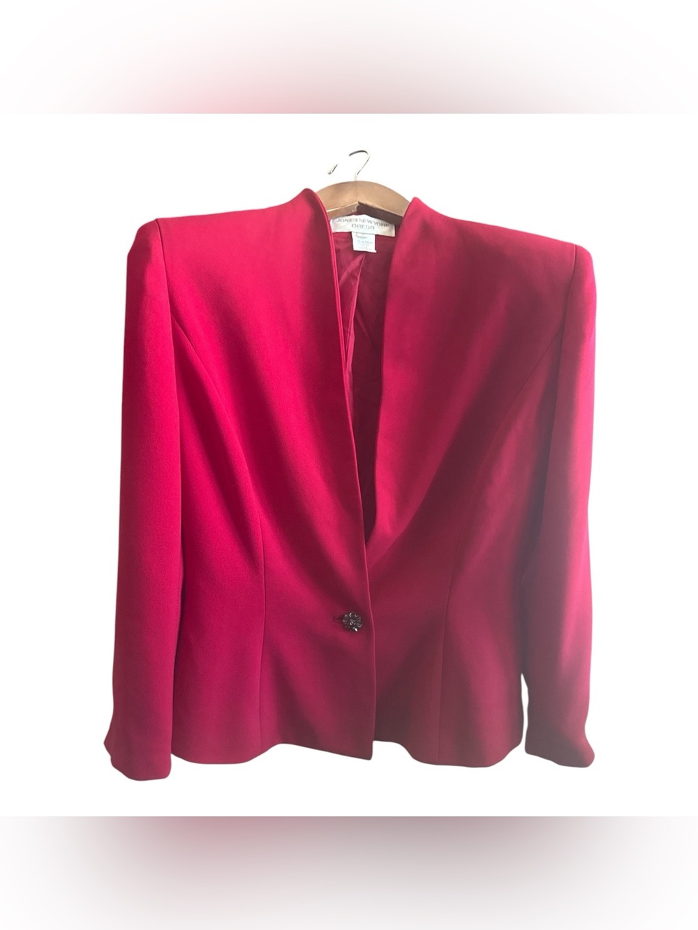 Jones New York Bright Red Single Floral Button Blazer Suit Jacket Preppy Size 6